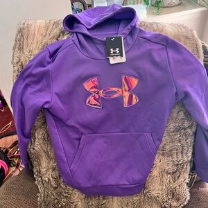 Under Armour Youth XLarge Girls Fleece Hoodie Purple Iridescent Big Logo
